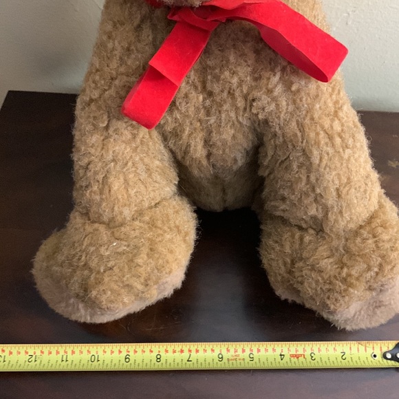 Pillow Pets Vintage 1976 16” Christmas Teddy bear with original bow Dakin Plush - Picture 10 of 10